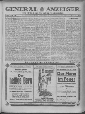 Münchner neueste Nachrichten Freitag 7. Januar 1927