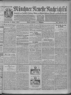 Münchner neueste Nachrichten Samstag 8. Januar 1927