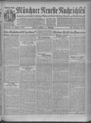 Münchner neueste Nachrichten Dienstag 11. Januar 1927