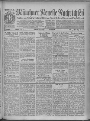 Münchner neueste Nachrichten Mittwoch 12. Januar 1927