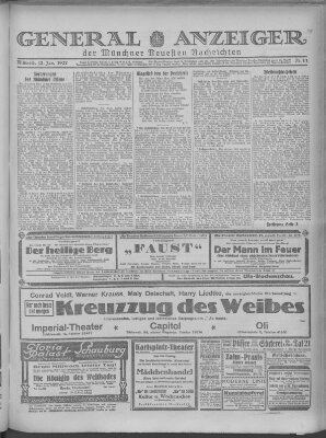 Münchner neueste Nachrichten Mittwoch 12. Januar 1927