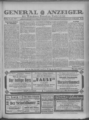 Münchner neueste Nachrichten Freitag 14. Januar 1927