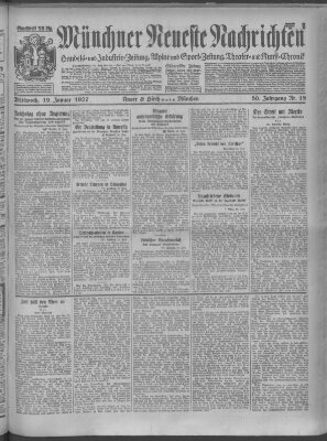 Münchner neueste Nachrichten Mittwoch 19. Januar 1927