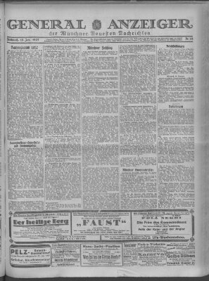 Münchner neueste Nachrichten Mittwoch 19. Januar 1927