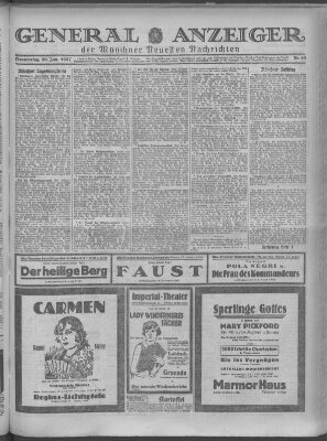 Münchner neueste Nachrichten Donnerstag 20. Januar 1927