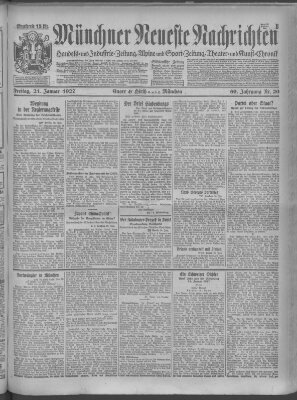 Münchner neueste Nachrichten Friday 21. January 1927