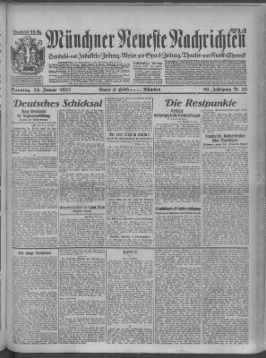 Münchner neueste Nachrichten Sonntag 23. Januar 1927