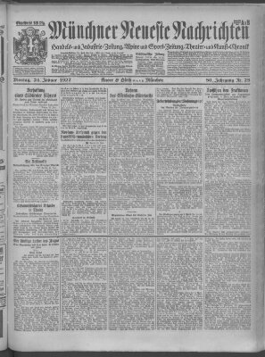 Münchner neueste Nachrichten Montag 24. Januar 1927