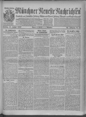 Münchner neueste Nachrichten Freitag 28. Januar 1927