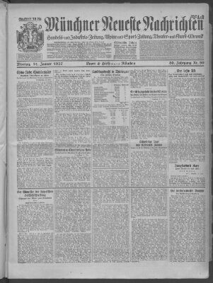 Münchner neueste Nachrichten Montag 31. Januar 1927