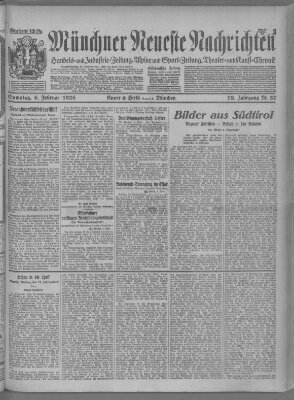 Münchner neueste Nachrichten Samstag 6. Februar 1926