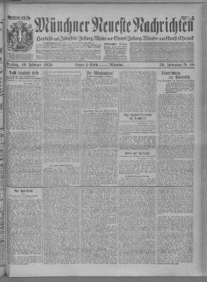 Münchner neueste Nachrichten Freitag 19. Februar 1926