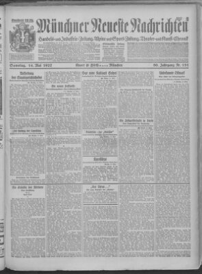 Münchner neueste Nachrichten Samstag 14. Mai 1927