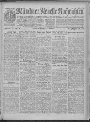 Münchner neueste Nachrichten Samstag 21. Mai 1927