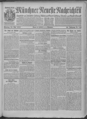 Münchner neueste Nachrichten Montag 23. Mai 1927