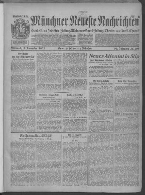 Münchner neueste Nachrichten Mittwoch 2. November 1927