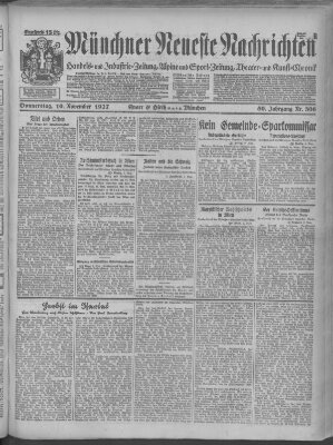 Münchner neueste Nachrichten Donnerstag 10. November 1927