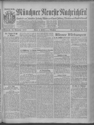 Münchner neueste Nachrichten Mittwoch 16. November 1927