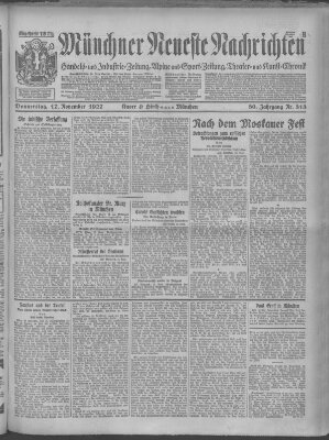 Münchner neueste Nachrichten Donnerstag 17. November 1927