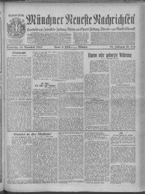 Münchner neueste Nachrichten Samstag 19. November 1927