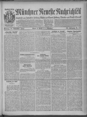 Münchner neueste Nachrichten Montag 21. November 1927