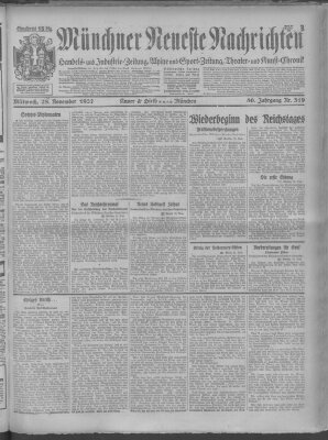 Münchner neueste Nachrichten Mittwoch 23. November 1927