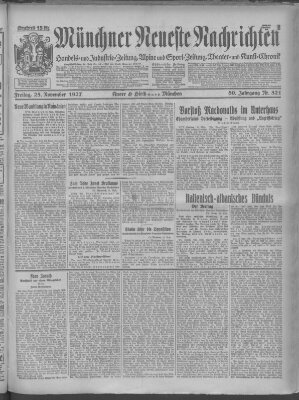 Münchner neueste Nachrichten Freitag 25. November 1927