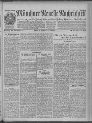 Münchner neueste Nachrichten Montag 28. November 1927