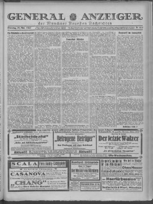 Münchner neueste Nachrichten Dienstag 29. November 1927