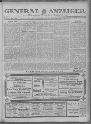 Münchner neueste Nachrichten Freitag 3. Juni 1927