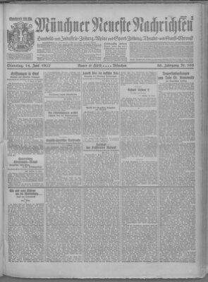 Münchner neueste Nachrichten Dienstag 14. Juni 1927