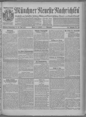 Münchner neueste Nachrichten Mittwoch 15. Juni 1927