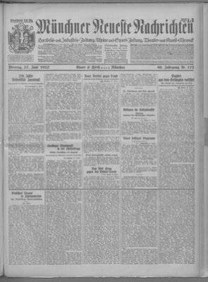 Münchner neueste Nachrichten Montag 27. Juni 1927