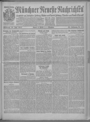 Münchner neueste Nachrichten Mittwoch 29. Juni 1927