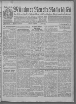 Münchner neueste Nachrichten Donnerstag 3. Februar 1927