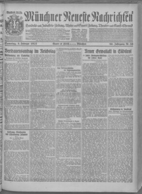 Münchner neueste Nachrichten Samstag 5. Februar 1927