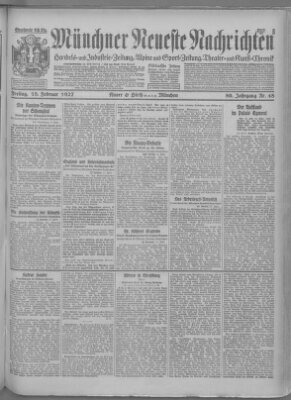 Münchner neueste Nachrichten Freitag 18. Februar 1927