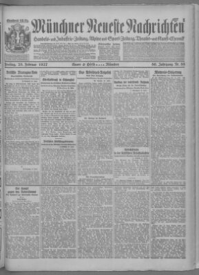 Münchner neueste Nachrichten Freitag 25. Februar 1927