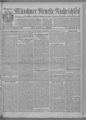 Münchner neueste Nachrichten Samstag 26. Februar 1927