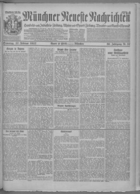 Münchner neueste Nachrichten Sonntag 27. Februar 1927