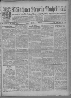 Münchner neueste Nachrichten Donnerstag 4. August 1927