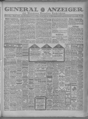 Münchner neueste Nachrichten Donnerstag 4. August 1927