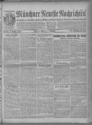 Münchner neueste Nachrichten Freitag 5. August 1927