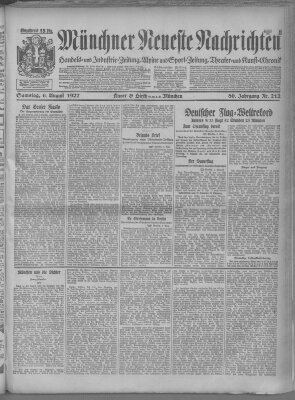 Münchner neueste Nachrichten Samstag 6. August 1927