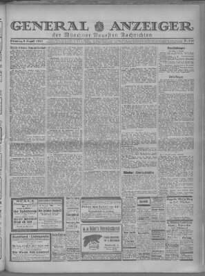 Münchner neueste Nachrichten Dienstag 9. August 1927