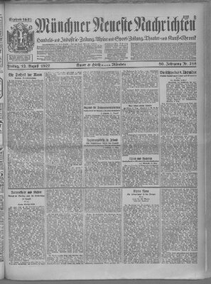 Münchner neueste Nachrichten Freitag 12. August 1927