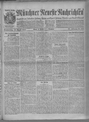 Münchner neueste Nachrichten Donnerstag 18. August 1927