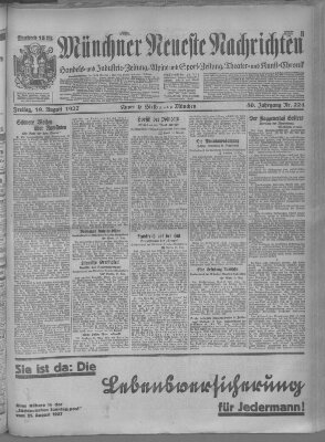 Münchner neueste Nachrichten Freitag 19. August 1927