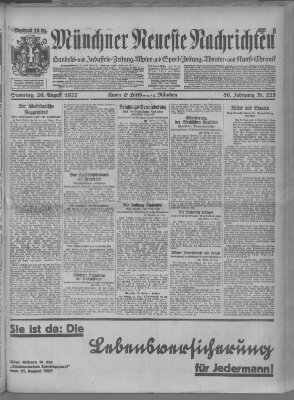 Münchner neueste Nachrichten Samstag 20. August 1927