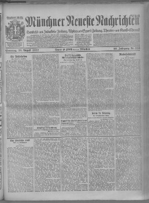 Münchner neueste Nachrichten Sonntag 21. August 1927